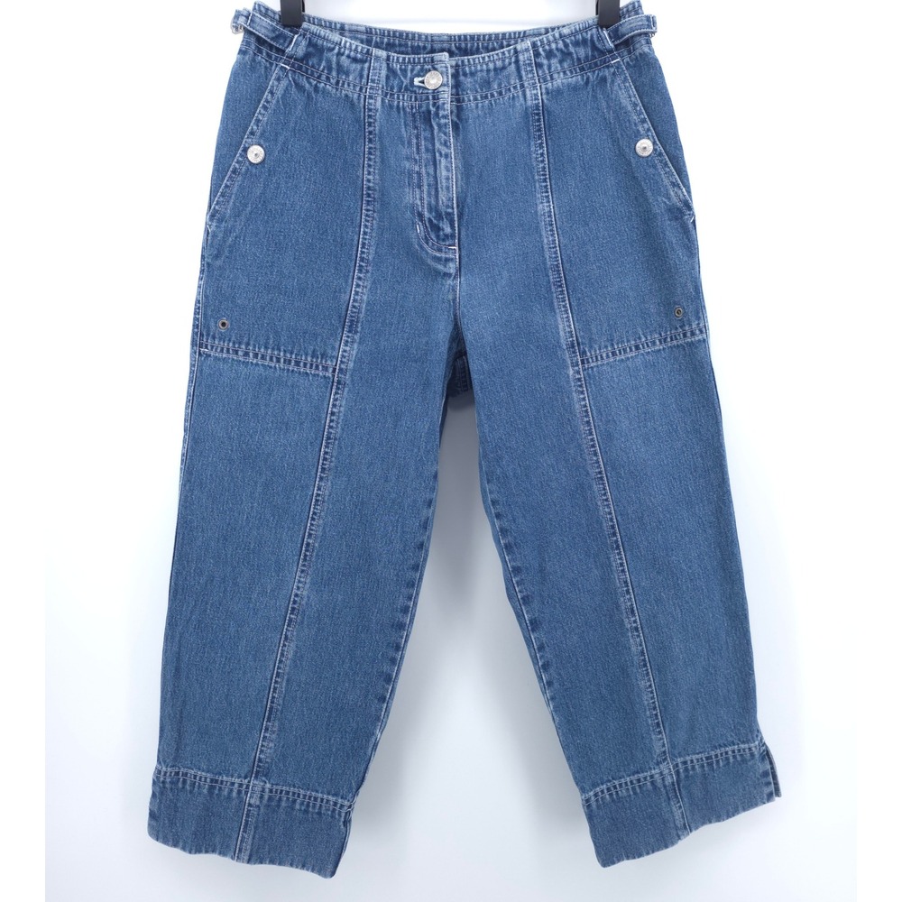 Ralph Lauren Womens Jeans Petite 2P Blue Cropped Utility Coastal Denim Pants
